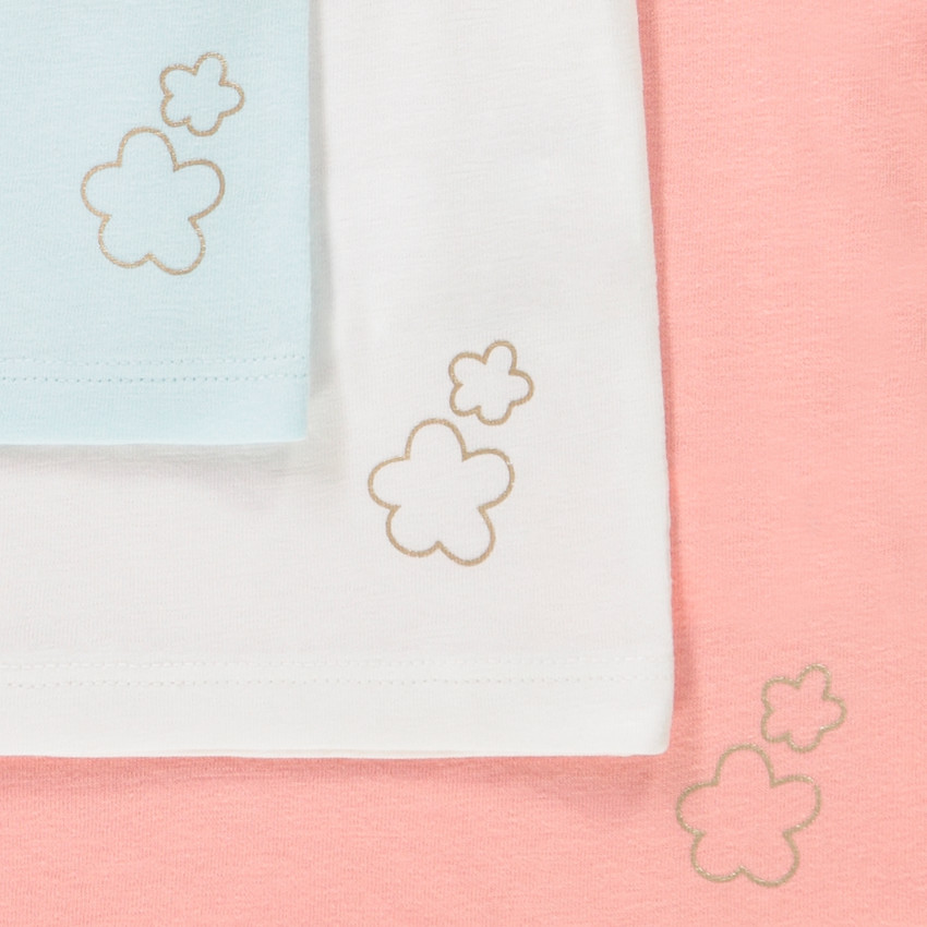 Lot de 3 t-shirts manches courtes unis pour bébé fille 