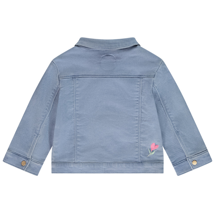 Veste effet jean avec broderies pour bébé fille 