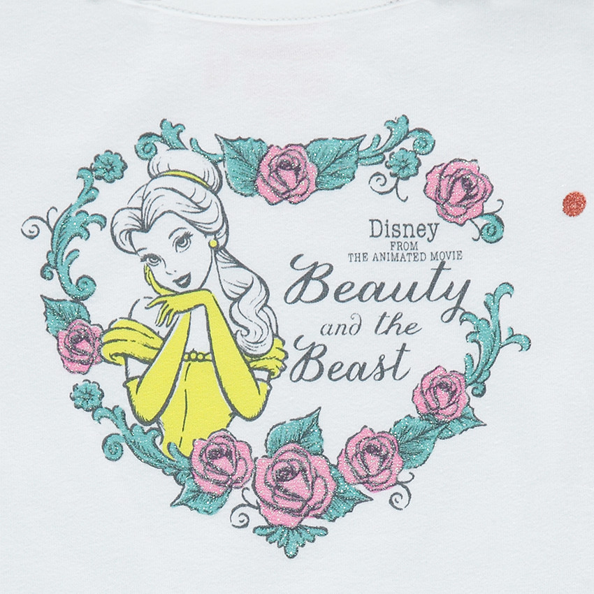Tee-shirt manches courtes en jersey forme boîte Disney avec print Belle 