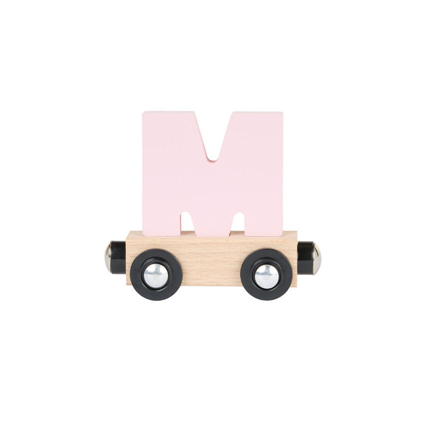 Lettre "M" wagon en bois - Rose 