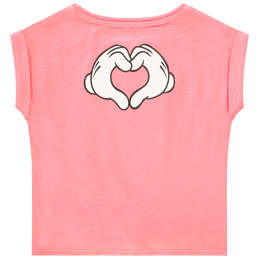 T-shirt forme boîte manches courtes print Minnie Disney détails sequins pour fille 