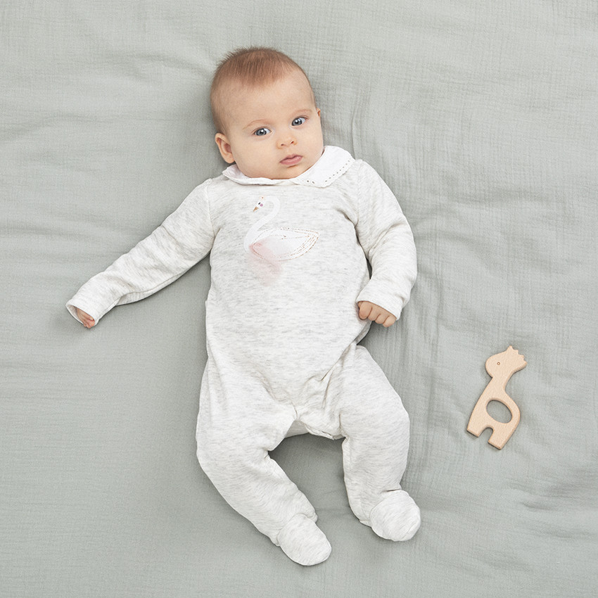 Dors-bien en jersey chiné print cygne 