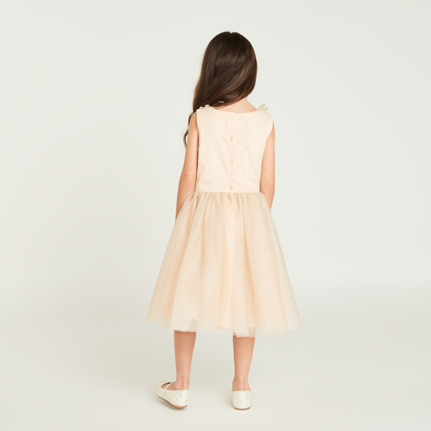 Robe à manches courte à froufrous pailletés pour fille 