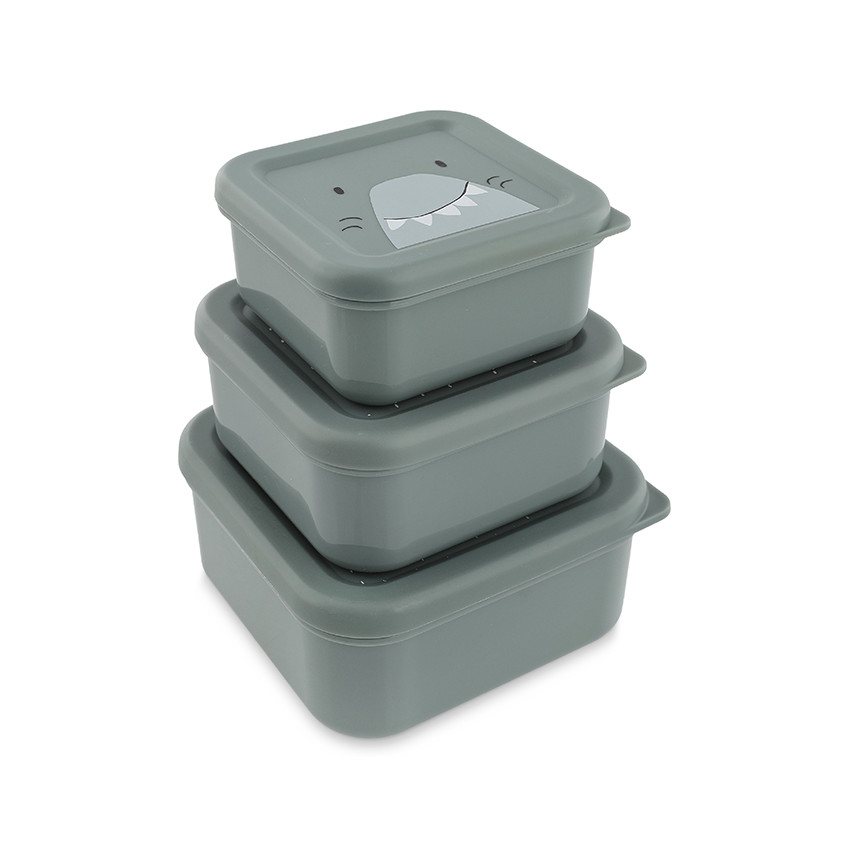 Lot de 3 lunchbox gigognes Mr. Shark gris 