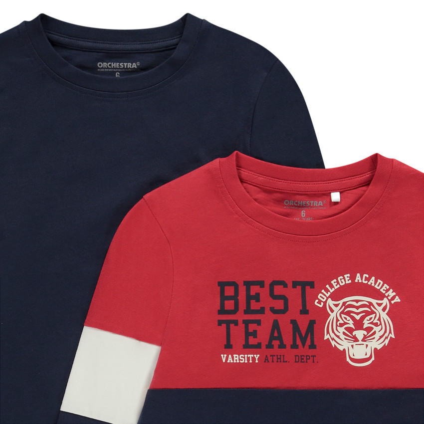 Lot de 2 t-shirts manches longues effet color block pour garçon 