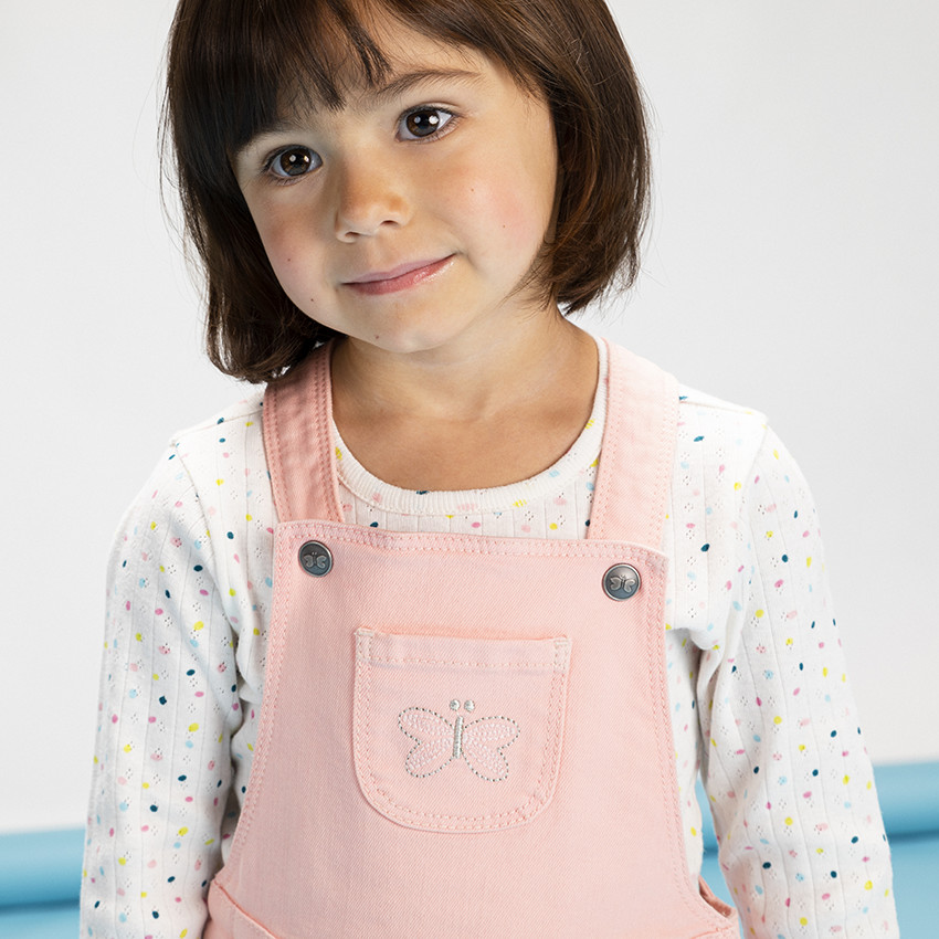 Ensemble t-shirt en maille côtelée + salopette courte pour bébé fille 