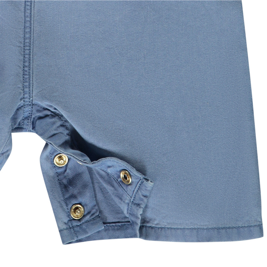 Salopette courte avec volants + ceinture fantaisie pour bébé fille 