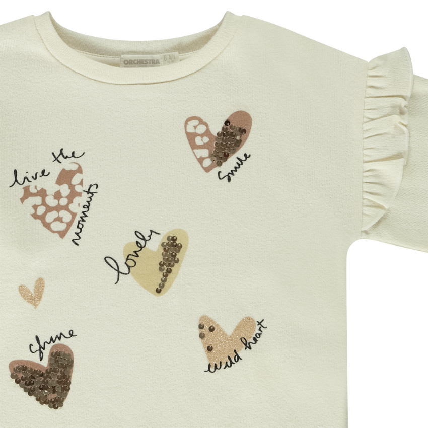 Sweat à manches volantées et sequins pour fille 