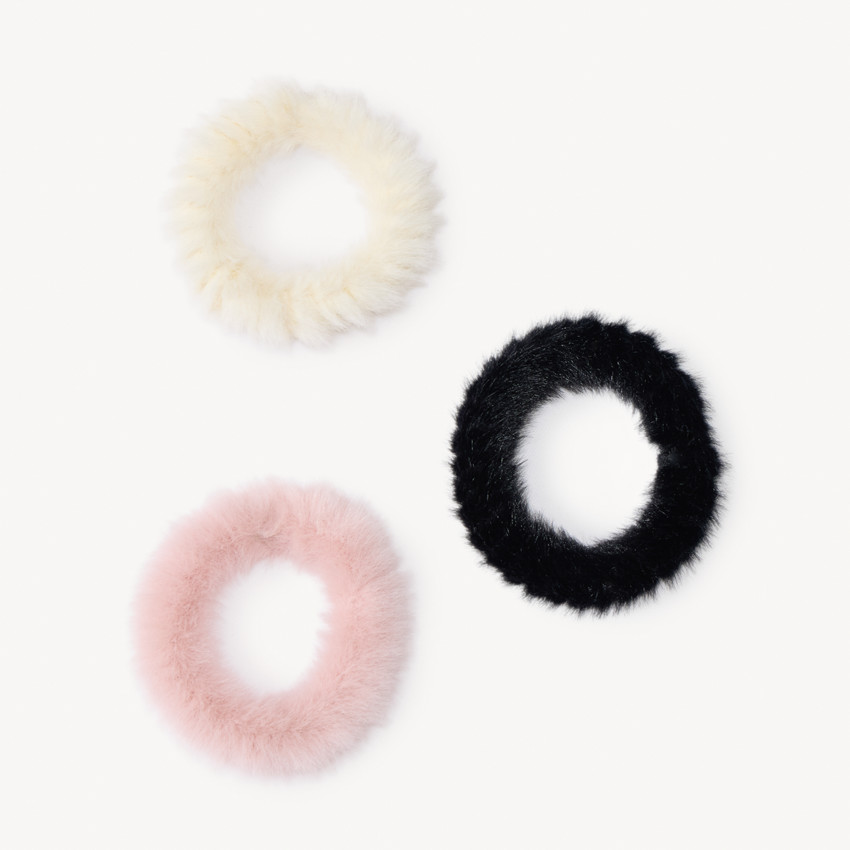 Lot de 3 élastiques en fausse fourrure pour fille 