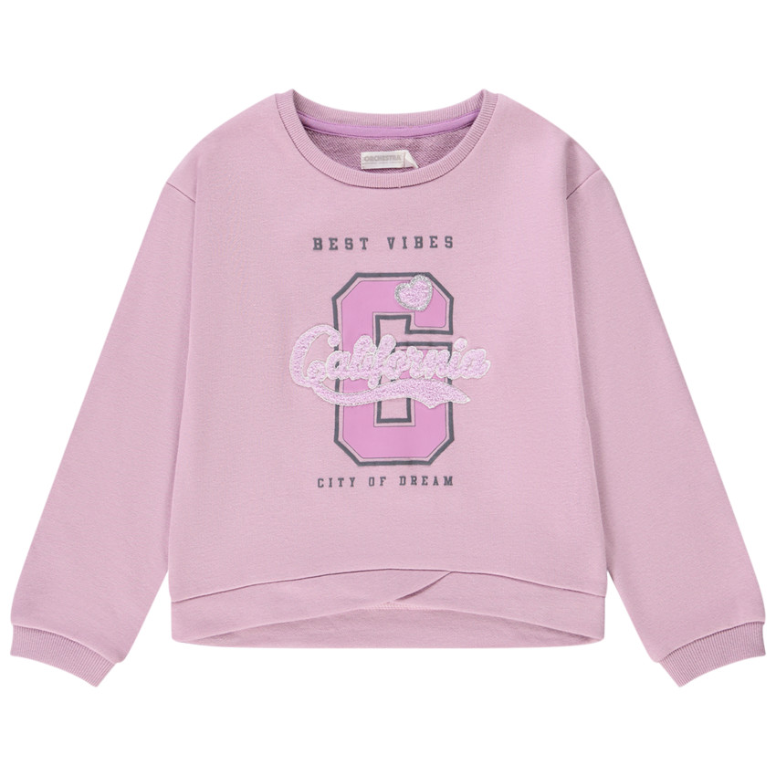 Sweat en molleton patch bouclettes pour fille