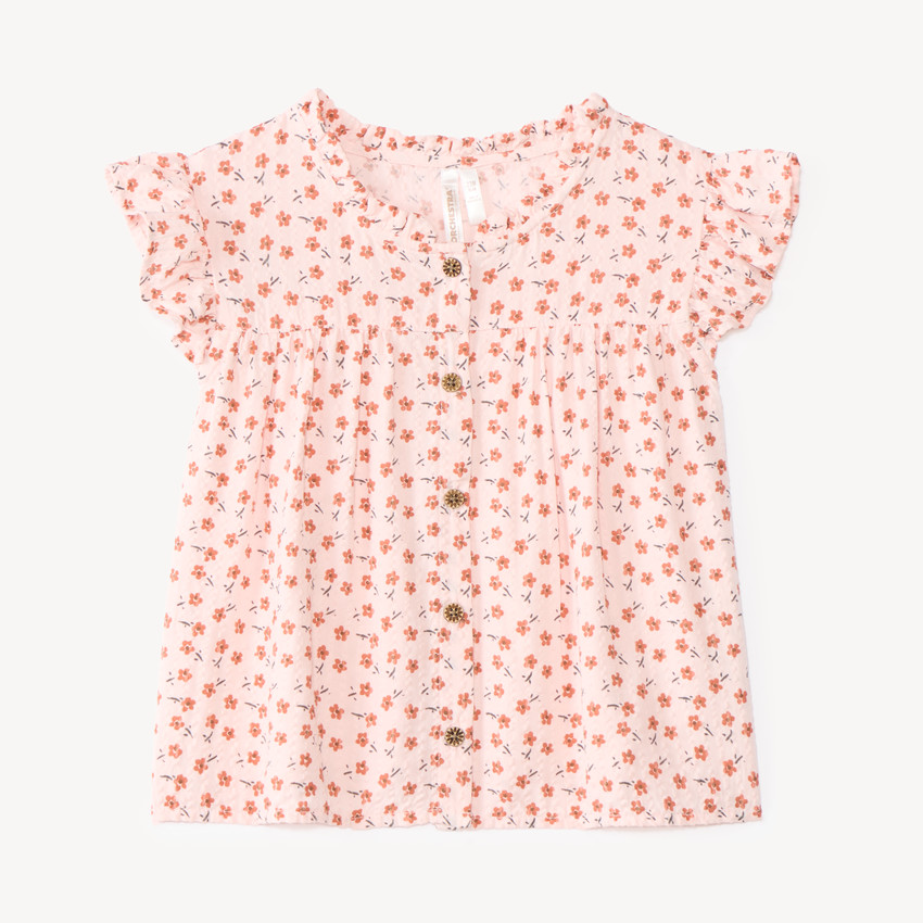 Chemise manches courtes bébé fille imprimé fleuri