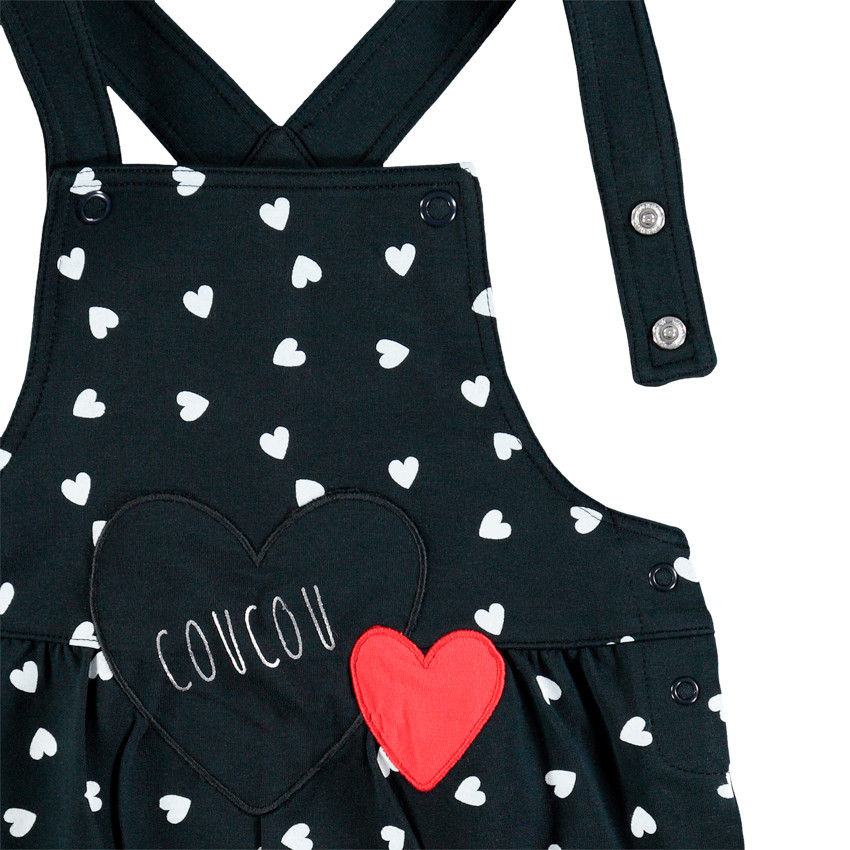 Salopette courte à coeurs all-over 