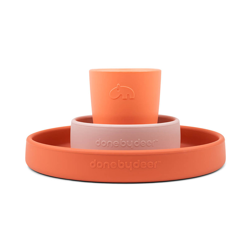Coffret repas en silicone Happy Clouds papaye 