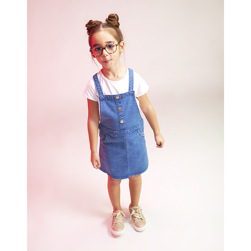 Robe salopette en jean avec poches pour fille 