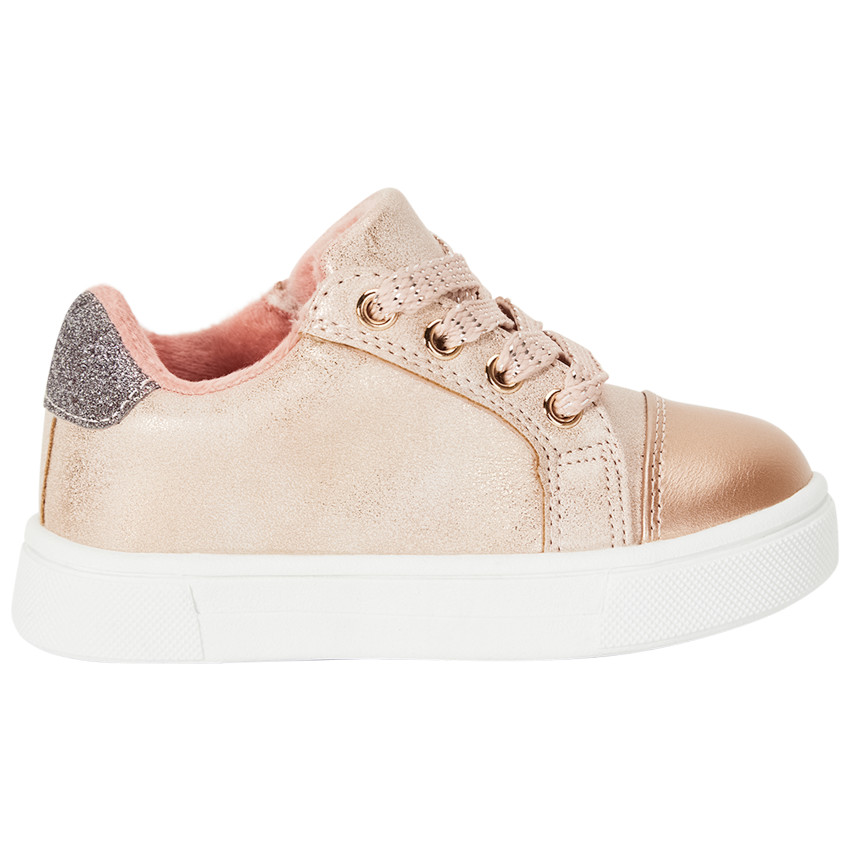 Baskets basses fantaisie à lacets et zip pour bébé fille