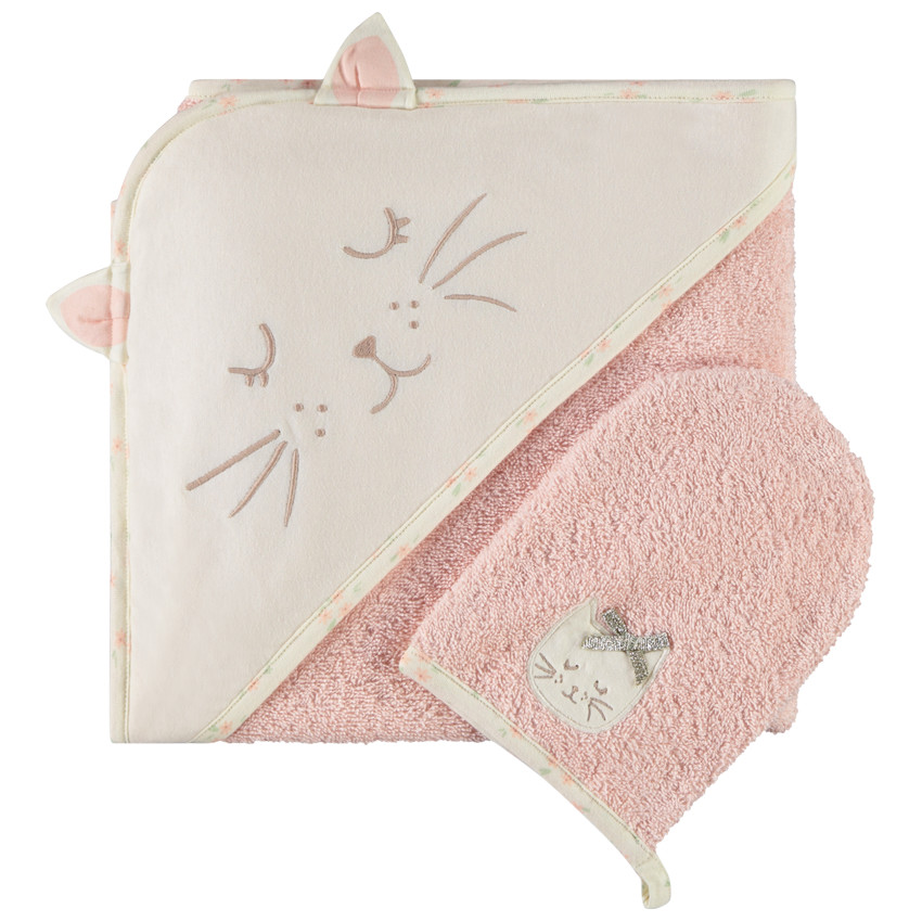 Set de bain 2 pièces motif chat pour bébé fille 