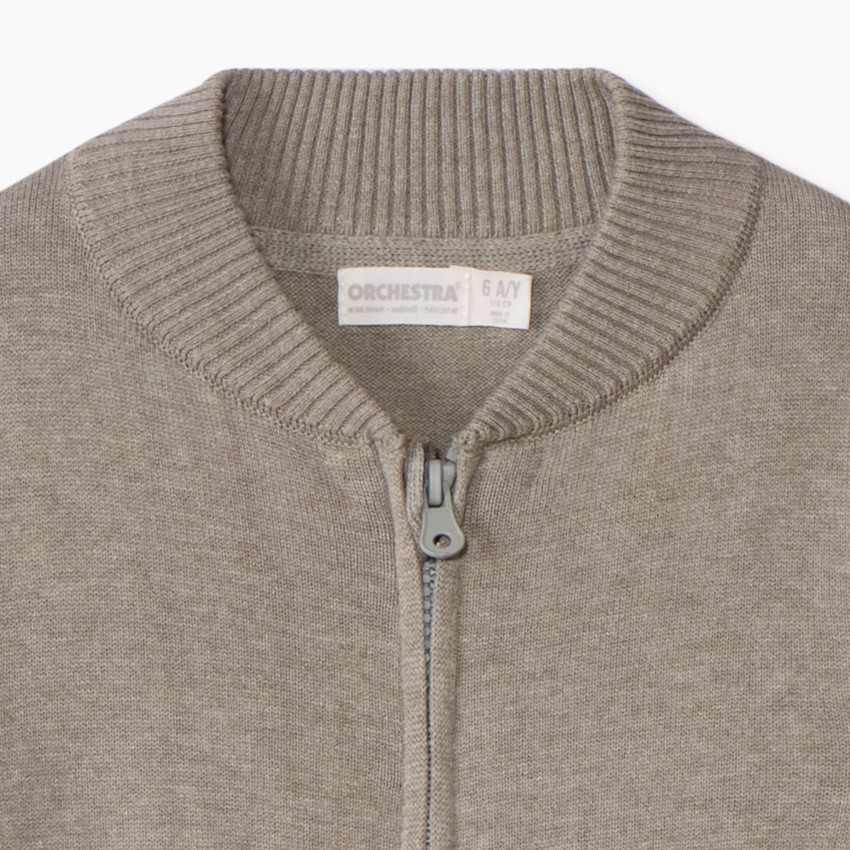 Gilet zippé col teddy en tricot uni pour garçon 