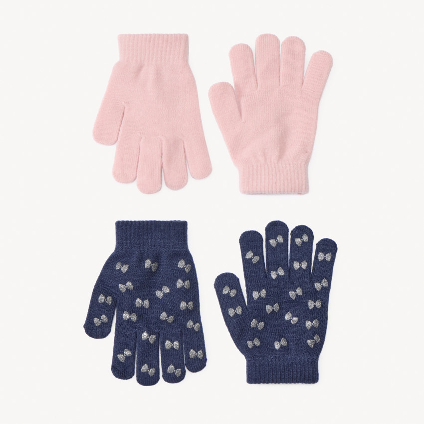 Lot de 2 paires de gants en tricot avec détails pailletés pour fille