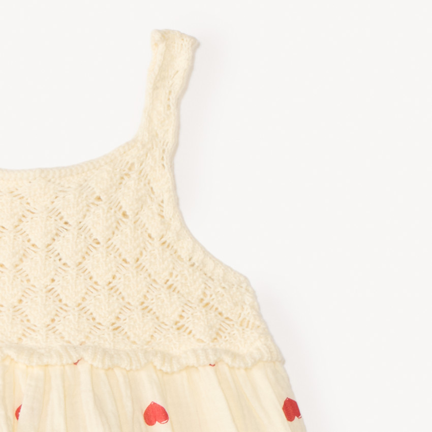 Ensemble 2 pièces débardeur + short bloomer en crochet et imprimé cœur pour bébé fille  