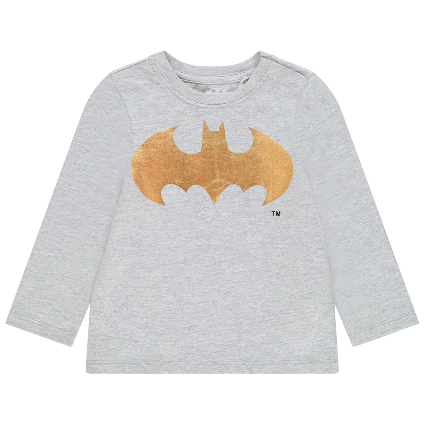 T-shirt manches longues gris print Batman en foil pour bébé garçon  