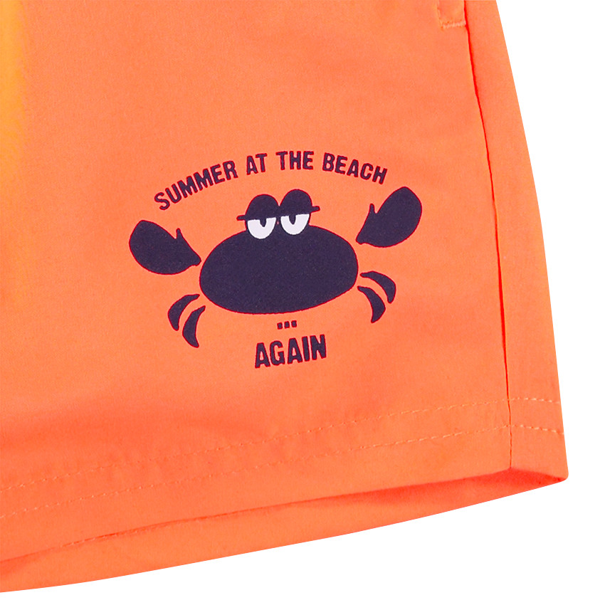 Short de bain orange print crabe 
