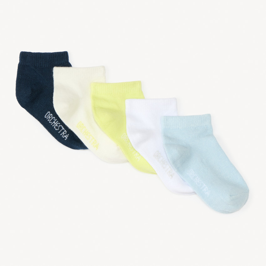 Lot de 5 paires de chaussettes courtes unies pour bébé garçon 