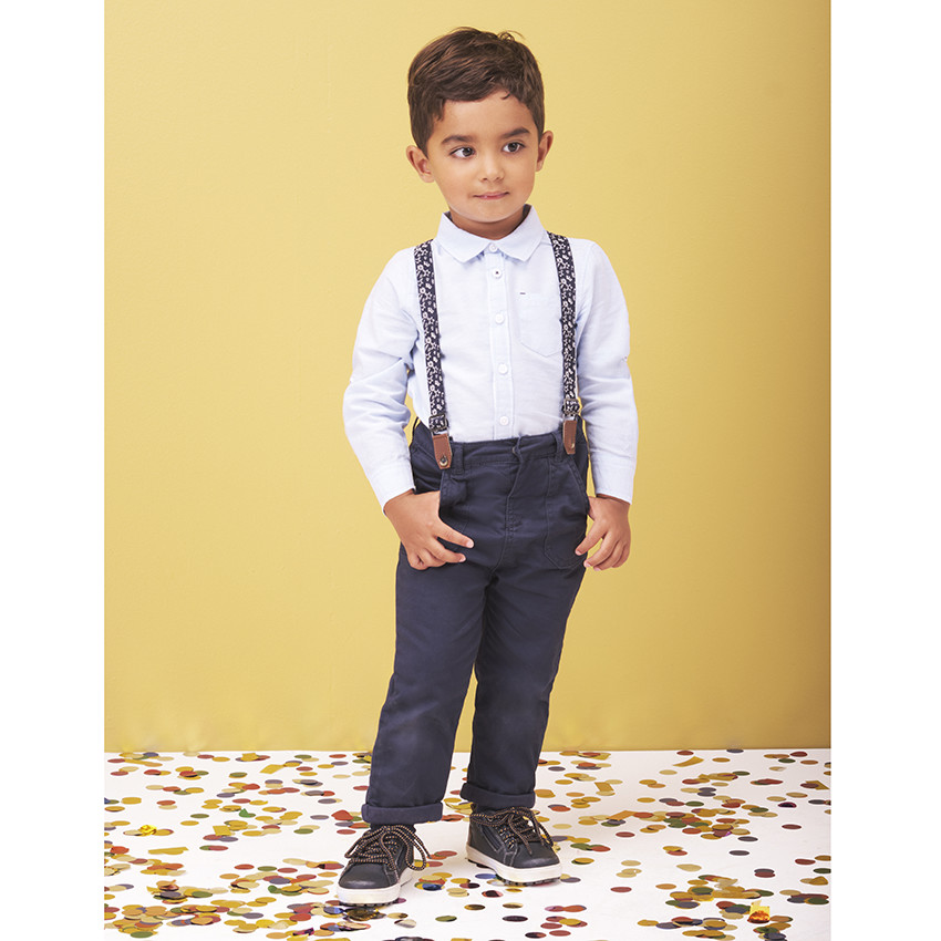 Chemise manches longues unie à poche 