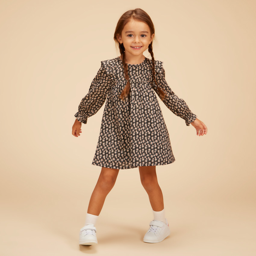 Robe manches longues bi-matière bébé fille 5113601010