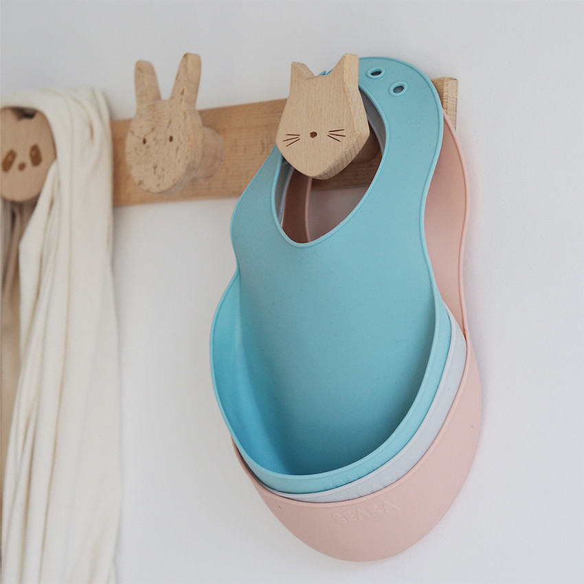 Set de 2 bavoirs en silicone - Light Mist / Old Pink 