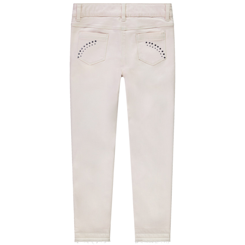 Jean slim uni en denim avec rivets décoratifs pour fille 