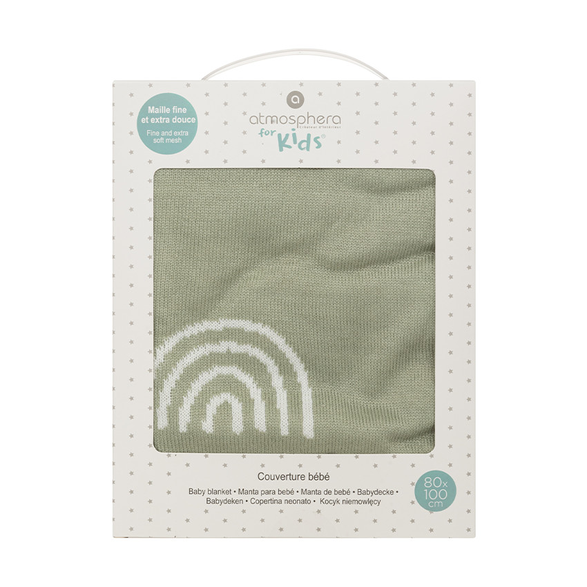 Couverture en tricot jacquard arcs-en-ciel 100 x 50 cm vert 