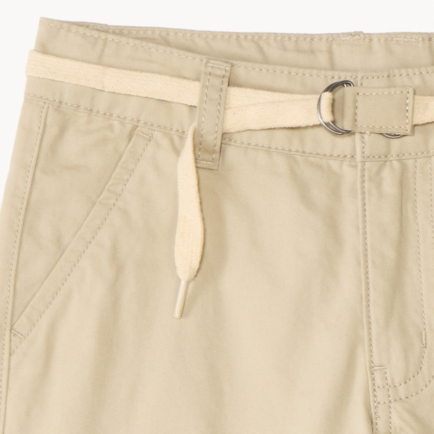 Bermuda uni en toile avec ceinture lacet pour garçon  