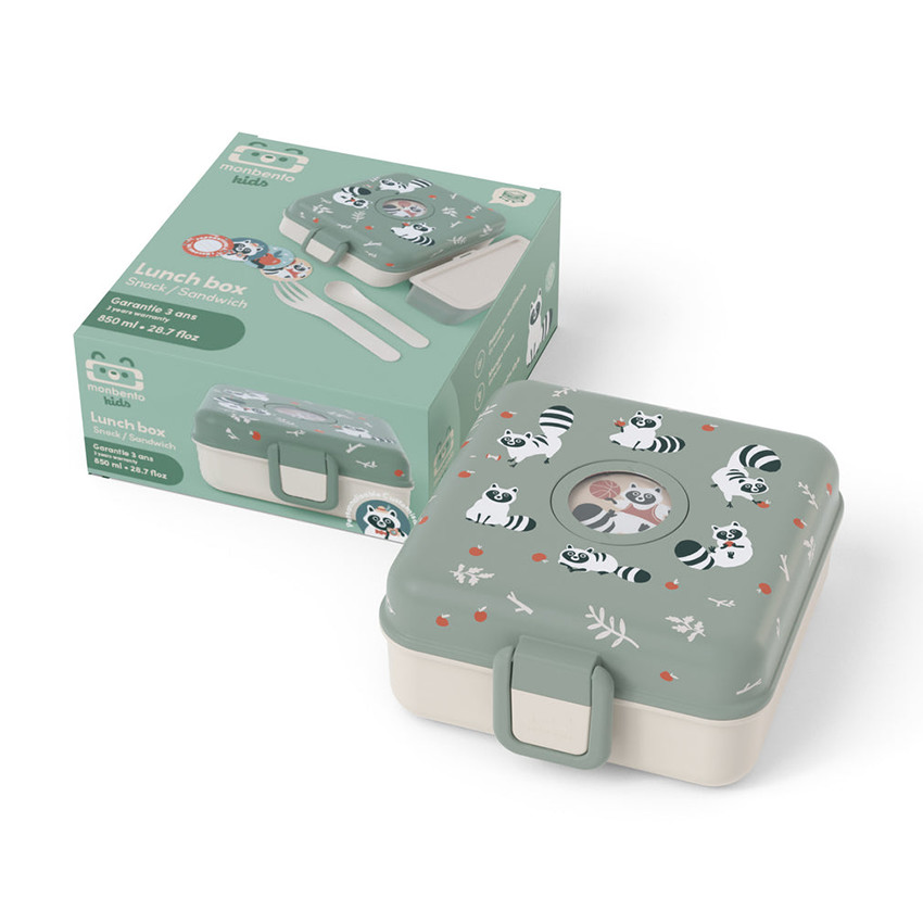 Lunchbox personnalisable 850ml Snacky avec couverts Raccoon 