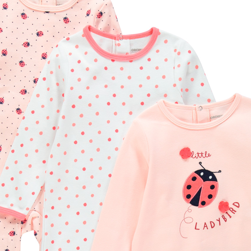 Lot de 3 Dors-bien imprimés en jersey pour bébé fille Main Lot de 3 Dors-bien imprimés en jersey pour bébé fille