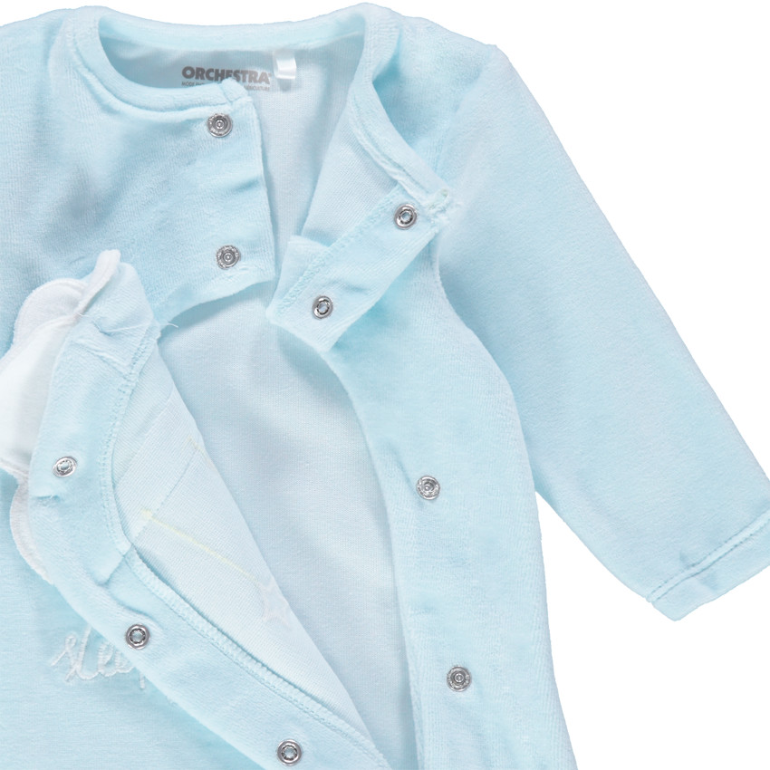 Dors-bien en velours pour bébé garçon à nuage et étoiles brodées  