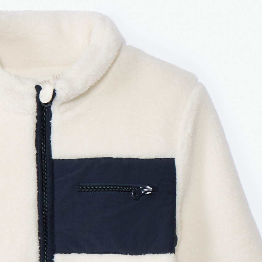 Veste sherpa écru doublé micropolaire pour garçon  