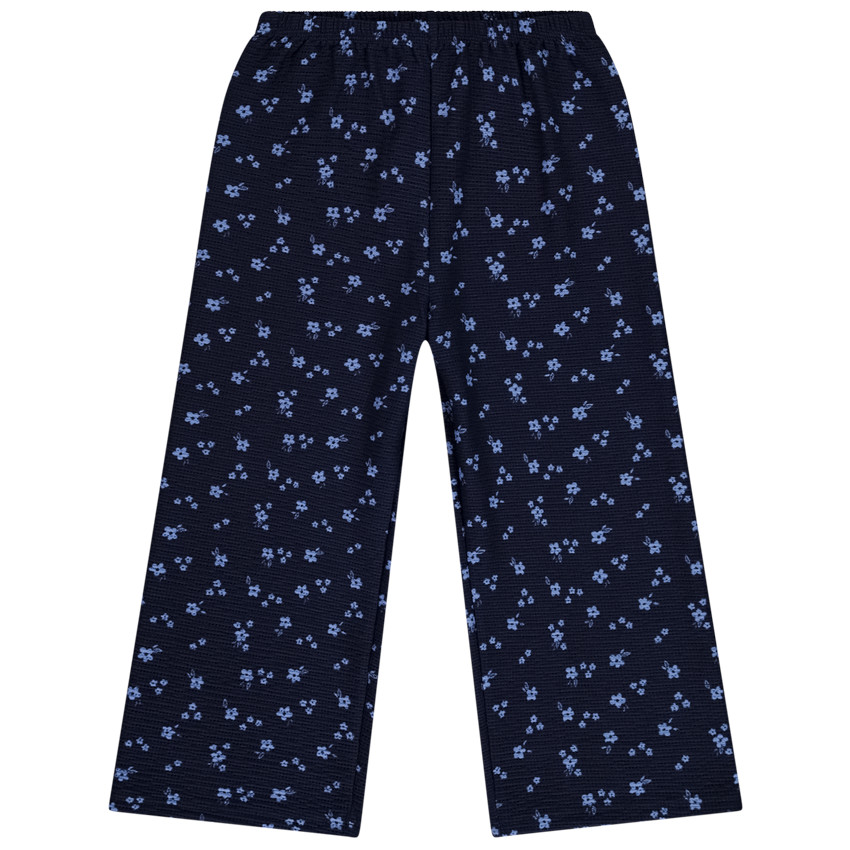 pantalon large imprimé fantaisie pour fille - bleu marine
