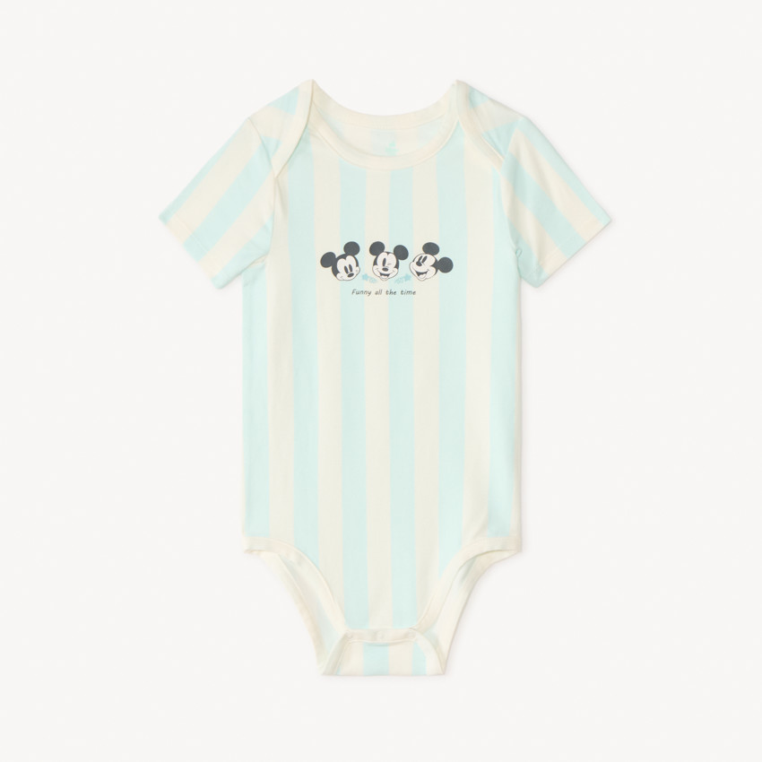 Lot de 3 bodies manches courtes Mickey Disney pour bébé garçon (ouvertures différentes selon l'âge) 