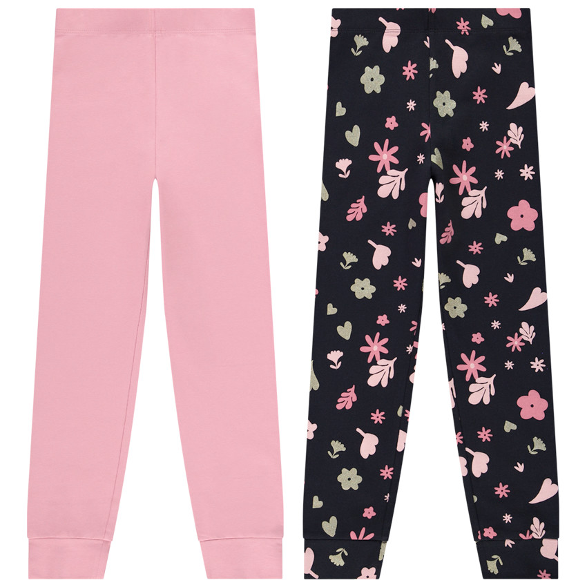 Lot de 2 sets de pyjamas longs fleuris pour fille 