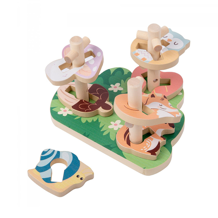 Jeu d'adresse en bois Le buisson aux animaux 