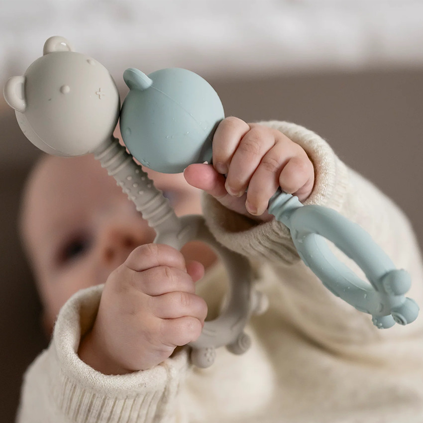 Hochet Ours en silicone - Vert Pastel 