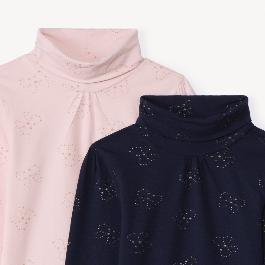 Lot de 2 Sous-pulls à col roulés fantaisie pour fille  