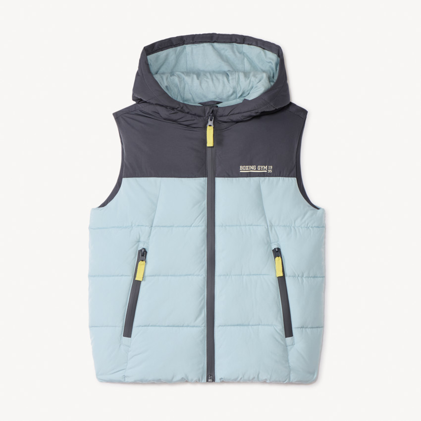 Doudoune sans manches à capuche bicolore pour garçon