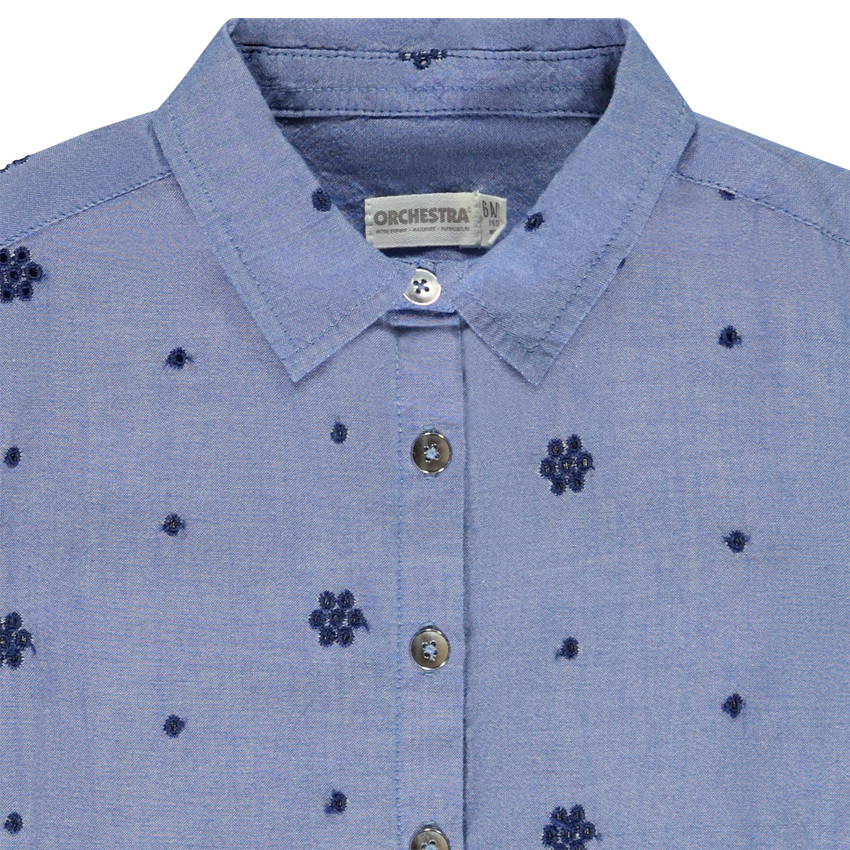Chemise manches longues avec broderie pour fille  