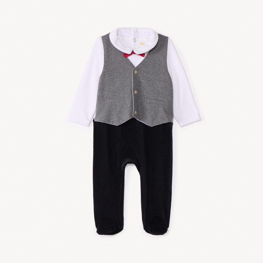 Dors-bien effet smoking 2 en 1 + nœud papillon pour bébé garçon 