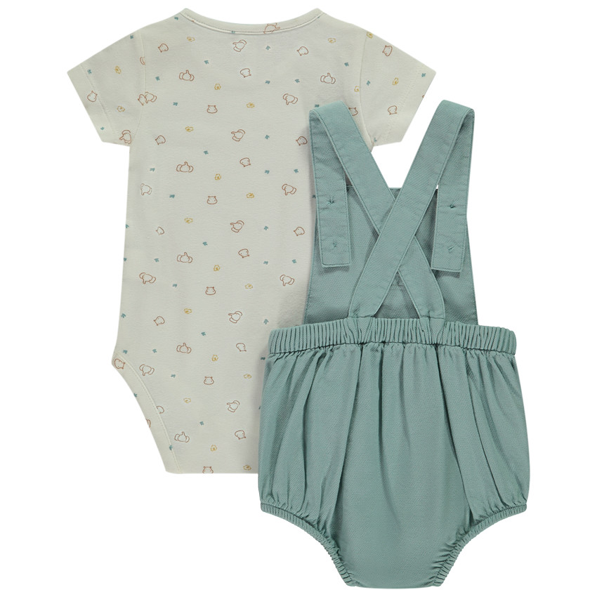Ensemble 2 pieces avec barboteuse brodee pour bebe garcon