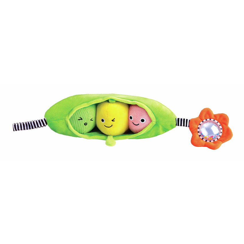 Hochet peluche 3 petits pois vert 