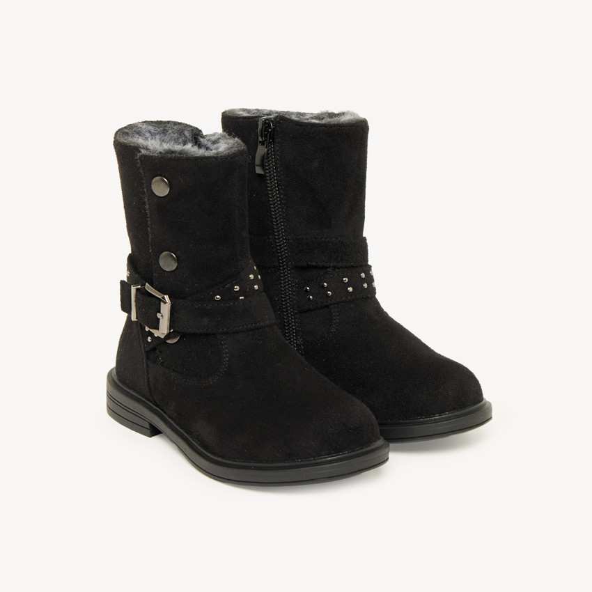 Demi-bottes fille zippées en fausse fourrure
