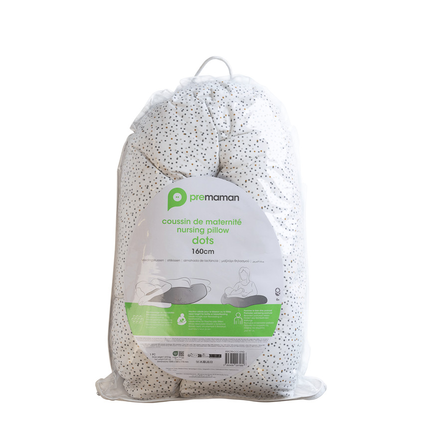 Coussin d'allaitement en microbilles 160cm imprimé Dots 