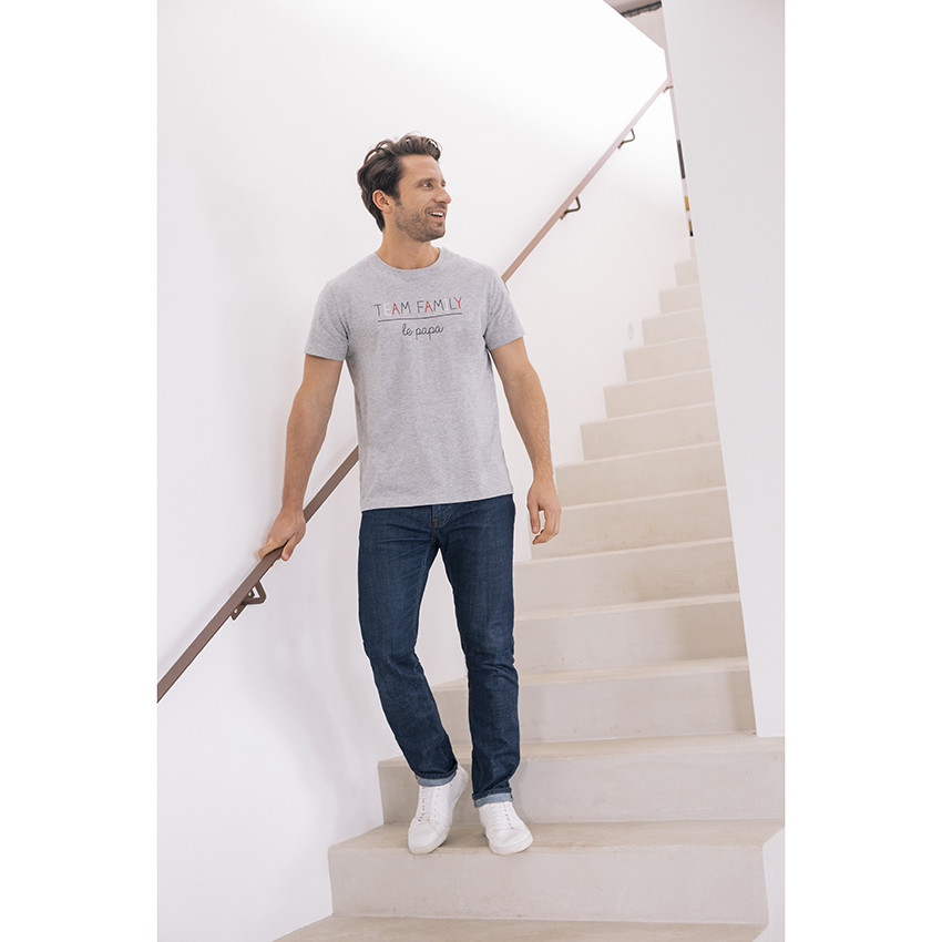 T-shirt homme manches courtes à texte printé "Le Papa" Team Family  